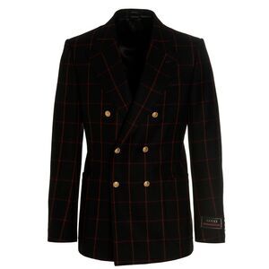 Gucci Men's Double-Breasted Check Blazer